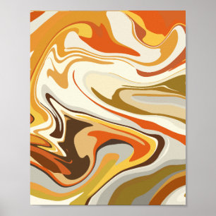 Abstract Swirling Orange and Beige Design Poster
