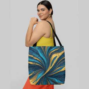 Abstract swirling pattern with shades of blue tote bag