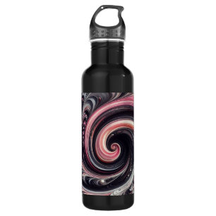 Abstract Swirling Pink, Black and Silver 710 Ml Water Bottle