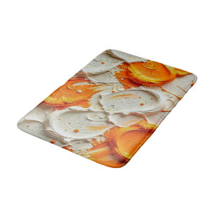 Abstract Swirling Teal and Orange Glossy Fluid Spl Bath Mat