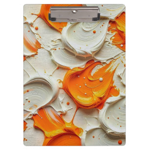 Abstract Swirling Teal and Orange Glossy Fluid Spl Clipboard