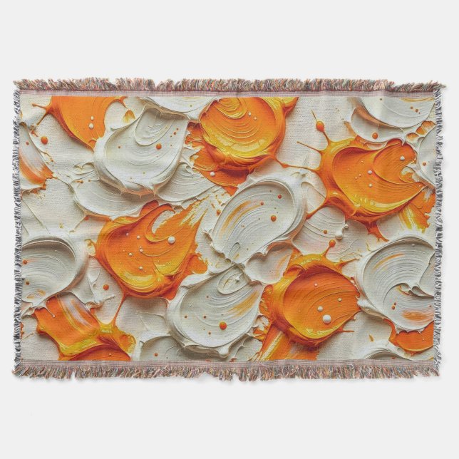 Abstract Swirling Teal and Orange Glossy Fluid Spl Throw Blanket (Front)
