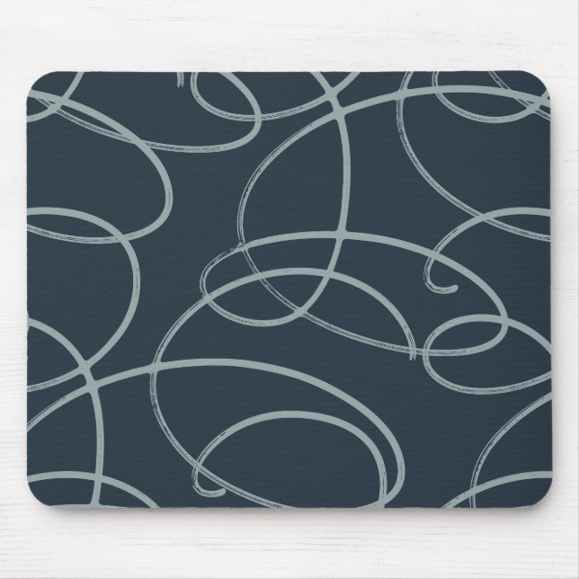 Abstract Swirling Vine | Modern Texture Desk Navy Mouse Mat (Front)