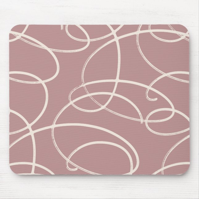 Abstract Swirling Vine | Modern Texture Desk Pink Mouse Mat (Front)