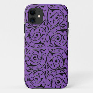 Abstract Swirling Vines Purple and Black iPhone 11 Case