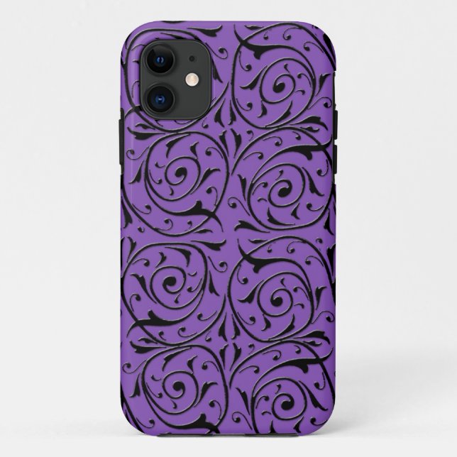 Abstract Swirling Vines Purple and Black Case-Mate iPhone Case (Back)