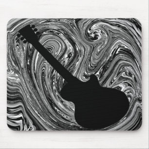 Abstract Swirls Guitar Mousepad, Black & White Mouse Mat
