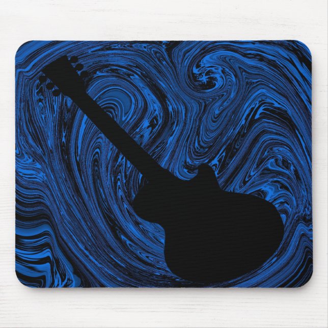 Abstract Swirls Guitar Mousepad, Blue Mouse Mat (Front)