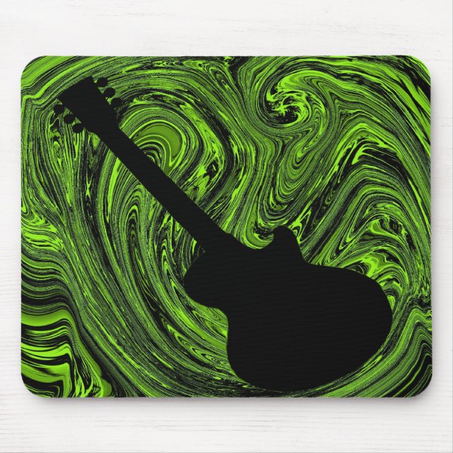 Abstract Swirls Guitar Mousepad, Green Mouse Mat (Front)