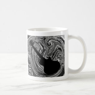 Abstract Swirls Guitar Mug, Black & White Coffee Mug