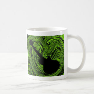 Abstract Swirls Guitar Mug, Green Coffee Mug