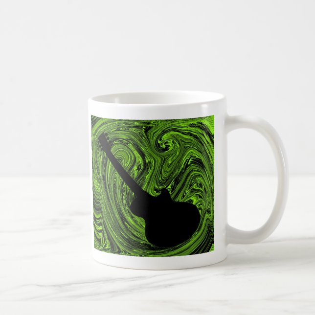 Abstract Swirls Guitar Mug, Green Coffee Mug (Right)