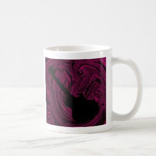 Abstract Swirls Guitar Mug, Magenta Coffee Mug