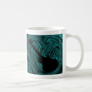 Abstract Swirls Guitar Mug, Teal Coffee Mug
