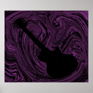 Abstract Swirls Guitar Poster, Purple Poster