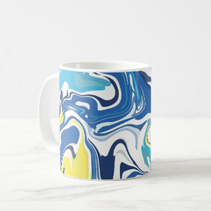 Abstract Swirls in Blue, Yellow, and White Coffee Mug