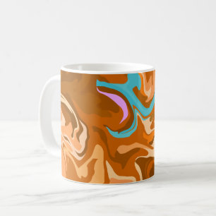 Abstract Swirls in Orange, and Light Blue Coffee Mug
