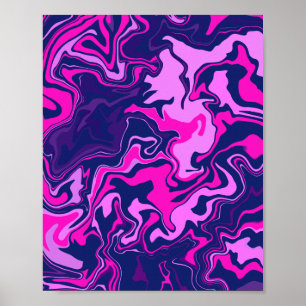 Abstract Swirls in Pink, Purple, & Navy Blue Poster