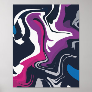 Abstract Swirls of Cool and Bold Colours Poster