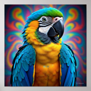 Abstract Swirls Parrot Poster