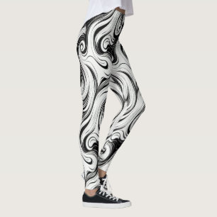 Abstract Swirls Whispy Liquid Hair Leggings