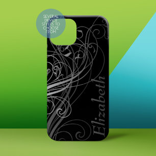 Abstract Swirls with Area for Name iPhone 15 Case