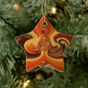 Abstract Swirls with Teardrop Centre Art Print Ceramic Tree Decoration