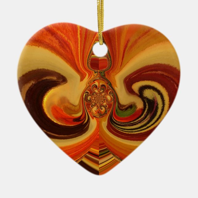 Abstract Swirls with Teardrop Centre Art Print Ceramic Tree Decoration (Front)