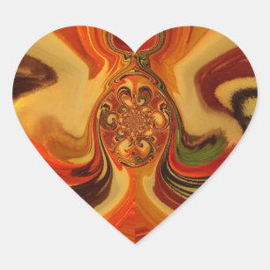 Abstract Swirls with Teardrop Centre Art Print Heart Sticker