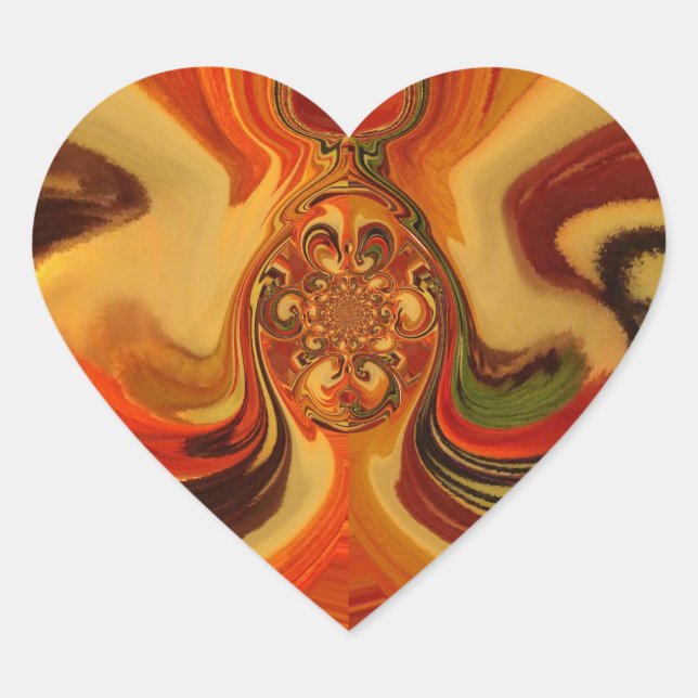 Abstract Swirls with Teardrop Centre Art Print Heart Sticker (Front)