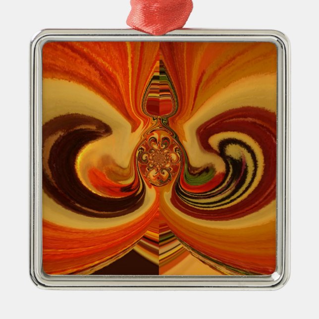 Abstract Swirls with Teardrop Centre Art Print Metal Tree Decoration (Front)