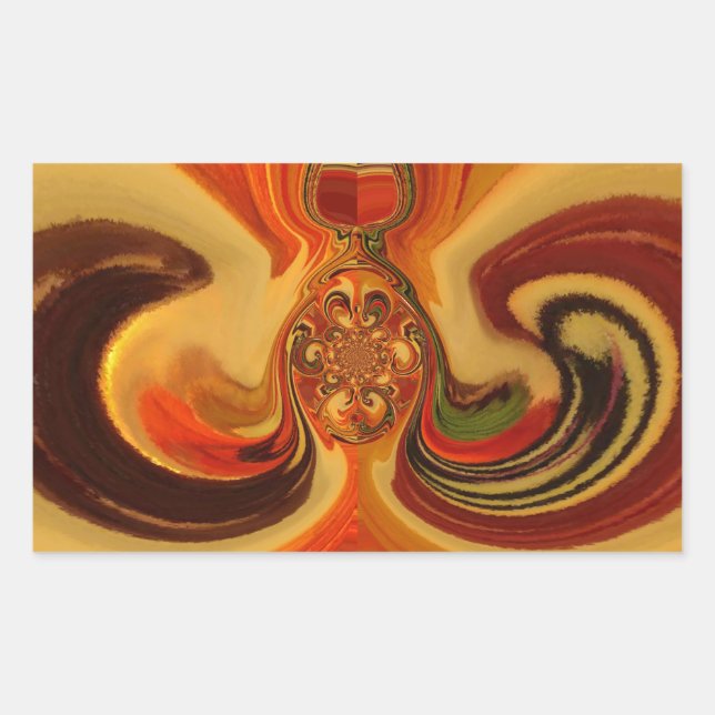 Abstract Swirls with Teardrop Centre Art Print Rectangular Sticker (Front)