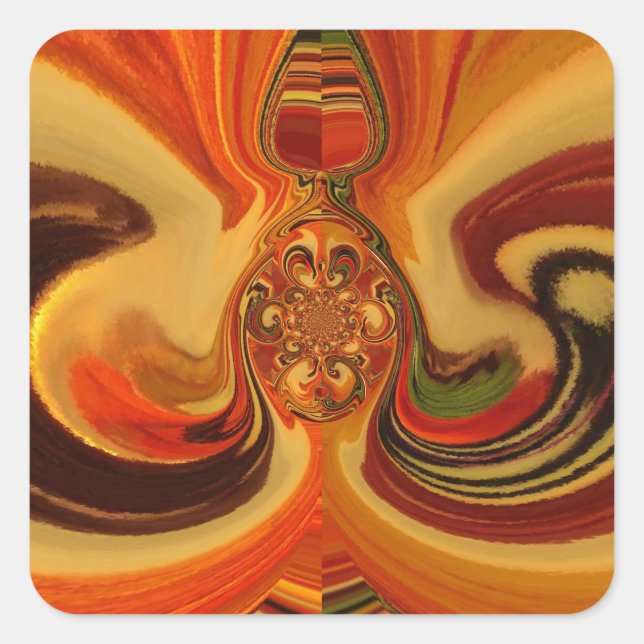 Abstract Swirls with Teardrop Centre Art Print Square Sticker (Front)