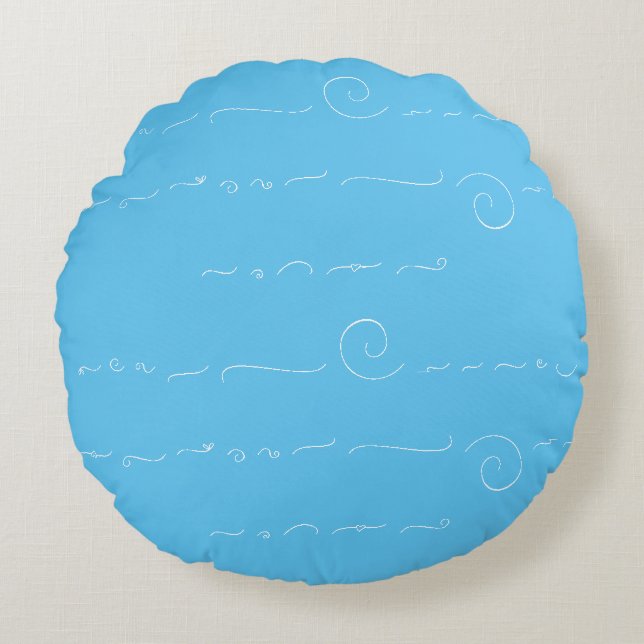 Abstract Symbolism on Sky Blue Round Cushion (Front)
