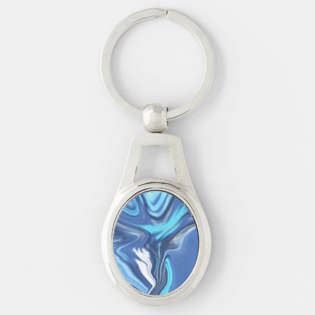 Abstract Symphony in Blue 2 Key Ring (Front)