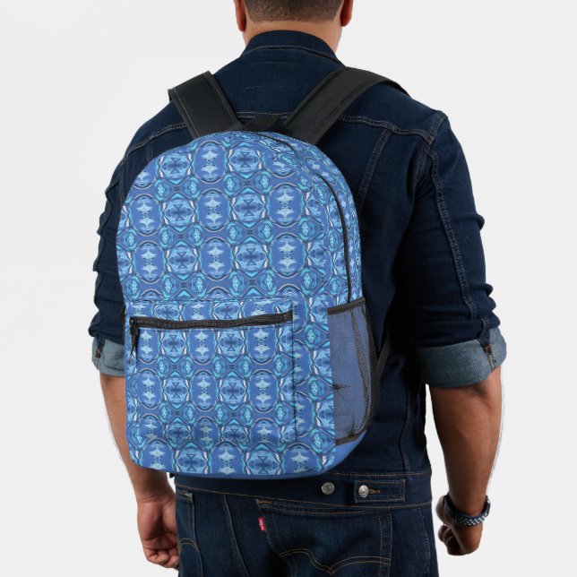 Abstract Symphony in Blue 2 Printed Backpack (Insitu (Model))