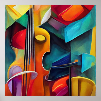 Abstract Symphony Painting of Violin,  Printable   Poster
