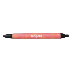Abstract tangerine pattern pink and orange black ink pen