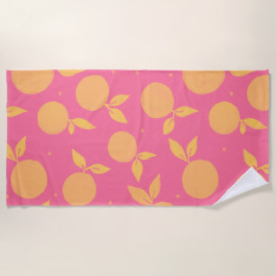 Abstract tangerine pink and yellow pattern beach towel