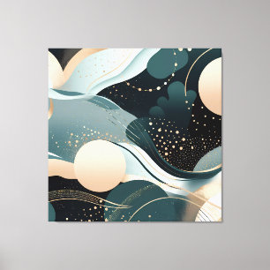 Abstract teal and blush pink modern design canvas print