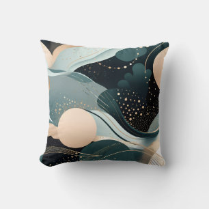 Abstract teal and blush pink modern design cushion