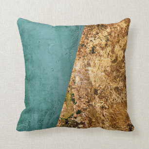 Abstract Teal and Gold Cushion