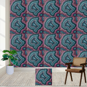 Abstract Teal and Purple Geode Tile