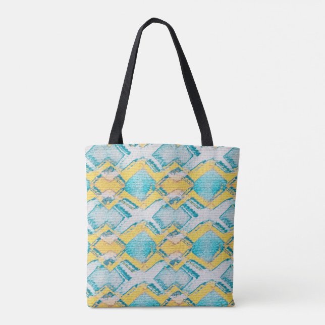 Abstract Teal and Yellow Diamonds Tote Bag (Back)