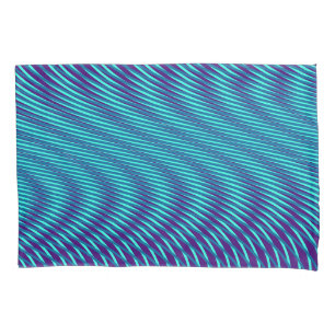Abstract Teal Blue Psychedelic Stripes Mesmerising Pillowcase