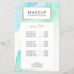 Abstract Teal Blue Watercolor with Faux Gold Dust Flyer