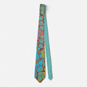 Abstract Teal Blue Yellow Orange Unique Neck Tie