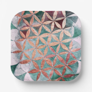 Abstract Teal Blush Pink Pastel Watercolor Pattern Paper Plate