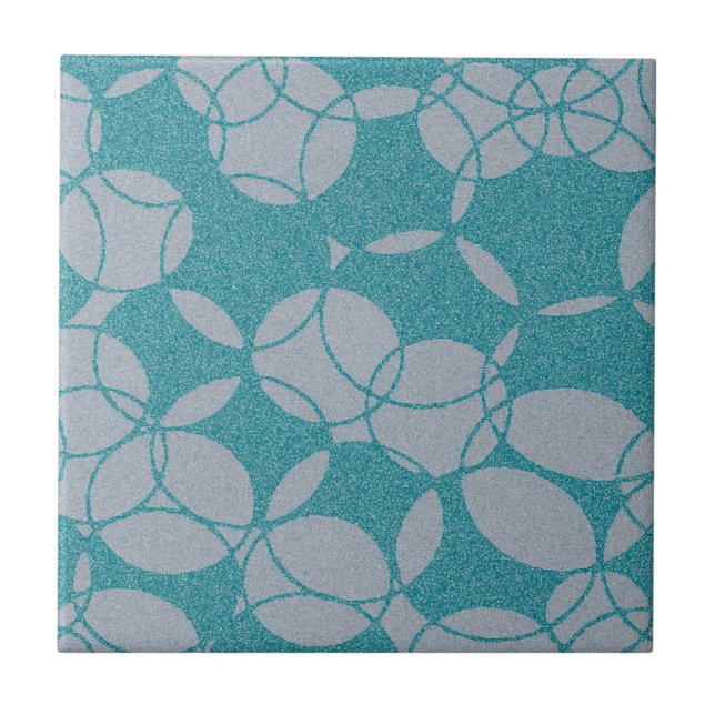 Abstract Teal Circles Pattern Tile (Front)