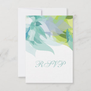 Abstract Teal Floral RSVP Wedding Invitation